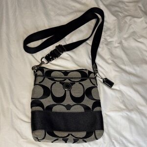 Coach Signature Black and Gray Crossbody Bag